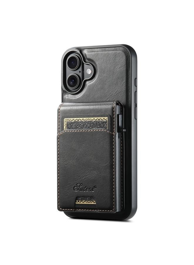 Suteni Case For iPhone 16 H19 Oil Wax 2-in-1 MagSafe Removable Card Box Back Phone Case - Image 1