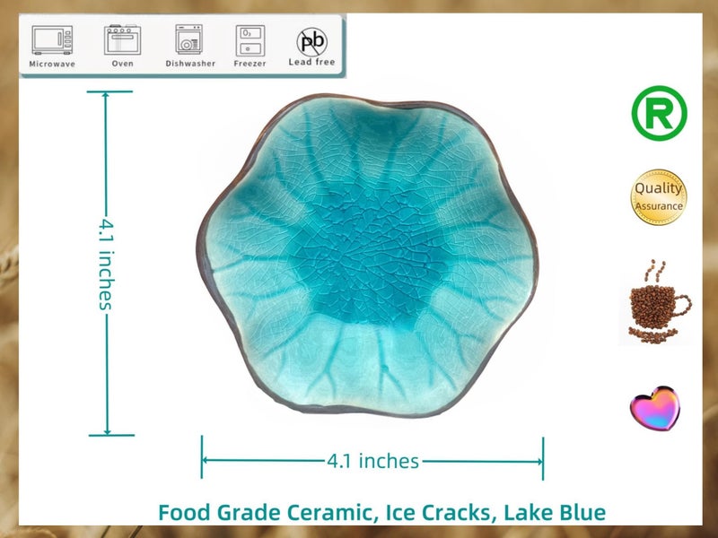 Rhobtyne Coffee Spoon Rest for Coffee Bar Accessories, Small Spoon Rest for Coffee Station, Flower Ceramic Tea Spoon Holder for Teaspoon Rest for Tea Spoon, 1 PC (Cracks Deco, Lake Blue) - Image 4