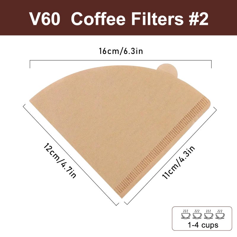 DechoPak Coffee Filters #2  200 Pcs V60 Coffee Filters  Unbleached Natural Brown Cone Paper Reusable Filter 2 2-4 Cup  Fits For Pour Over And Drip Coffee Maker Home  Coffee Shop  Small Business - Image 2