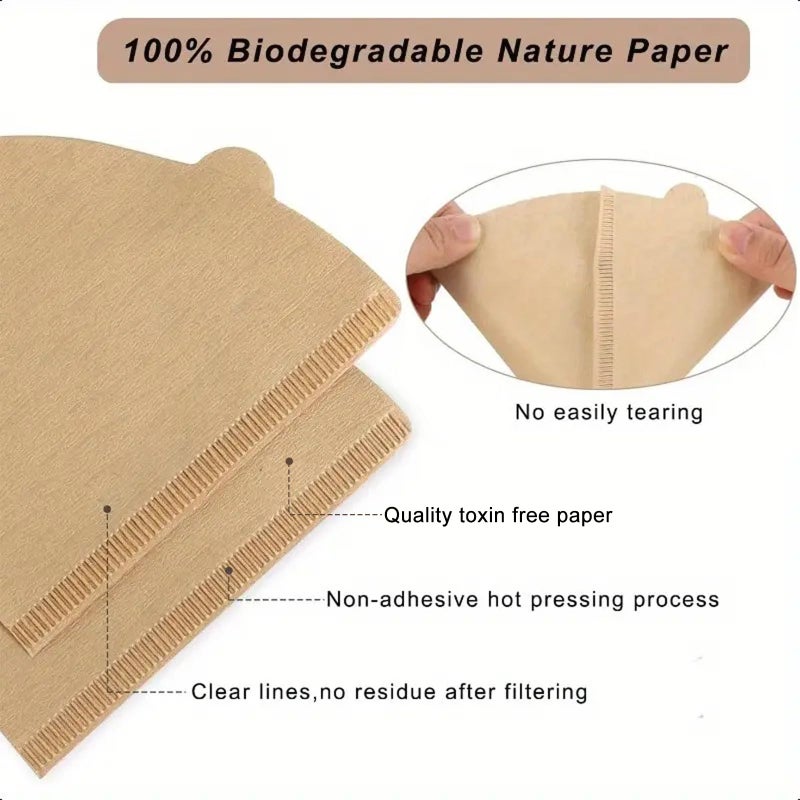 DechoPak Coffee Filters #2  200 Pcs V60 Coffee Filters  Unbleached Natural Brown Cone Paper Reusable Filter 2 2-4 Cup  Fits For Pour Over And Drip Coffee Maker Home  Coffee Shop  Small Business - Image 3