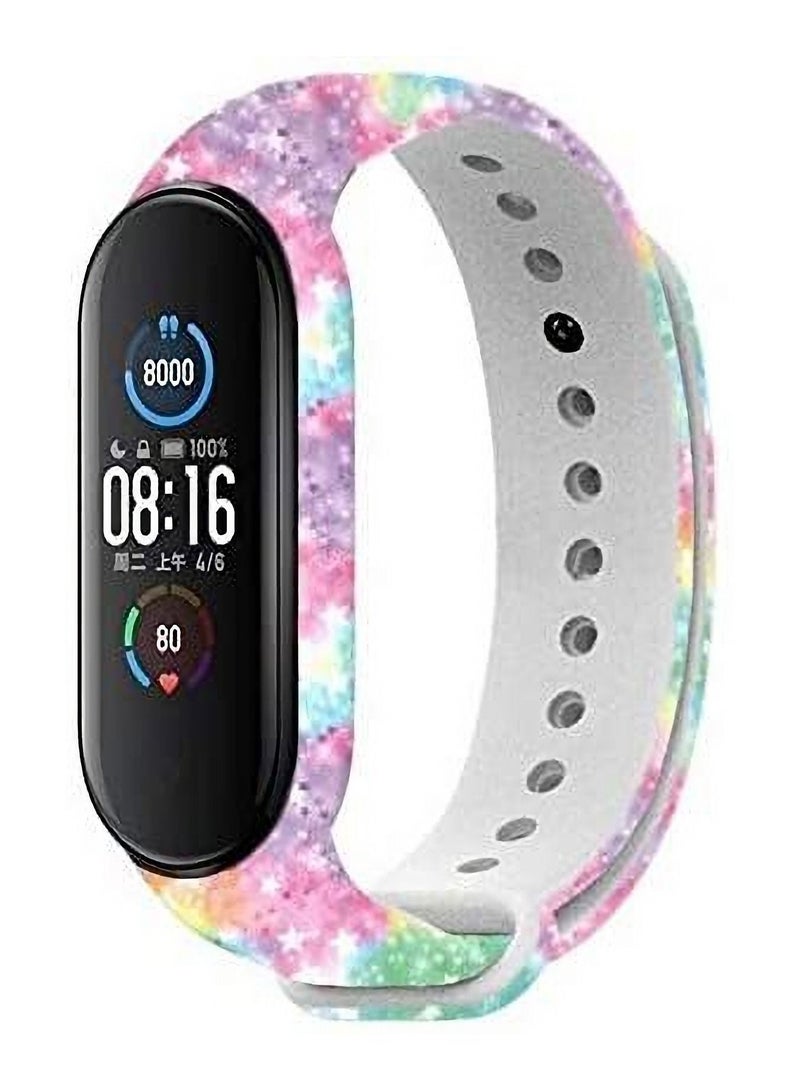 Y&D Compatible with for Xiaomi Mi Band 5/Mi 6 Strap  Colourful Silicone Replacement Bracelet Wristband Bands Accessories Smart Printed Strap Miband 5/Miband 6 4 Pieces - Image 3