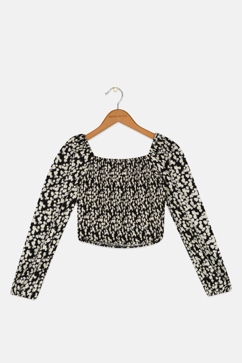 Pepe Jeans Kids Girl Allover Print Long Sleeves Blouse, Black - Image 2