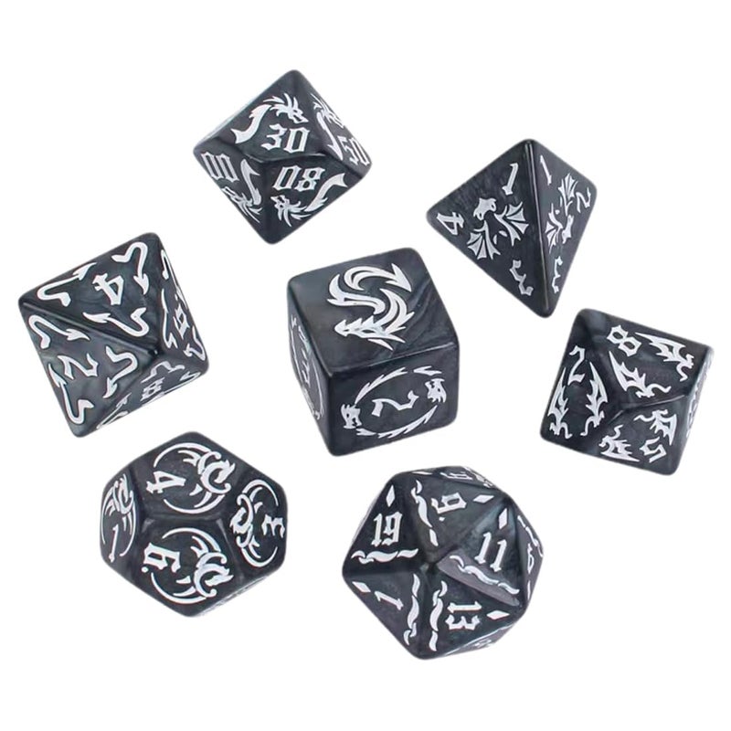 squishy 7Pcs Dice Set, Dragon Themed Polyhedral Dice,Black Dice Set with Storage Bag for Tabletop RPG,Role Playing Games and Dice Games - Image 4