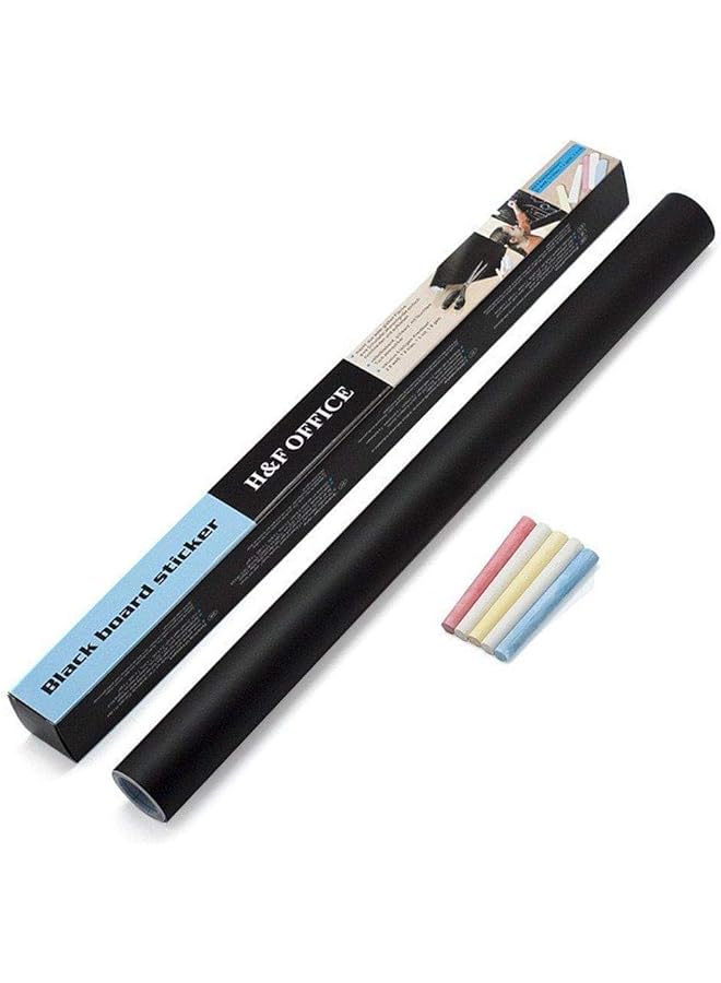 Zaboon Large 200Cm X 60 Cm Removable Chalkboard Wall Sticker Decal Roll, Black Board Roll With 5 Color Chalks - Image 1