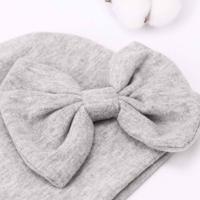 DRESHOW BQUBO Newborn Baby Girls Hats Mittens Set Hospital Hat Beanie Infant Bow Hats Baby Cotton Gloves No Scratch Mittens for 0-6 Months - Image 5