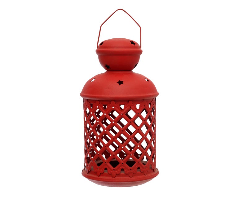 Islamic Square Lantern Stylish Ramadan Lantern with Geometric Islamic Designs, Perfect for Ramadan, Eid, and Home Decor Durable Metal Craftsmanship for Indoor or Outdoor Festive Ambiance - Red