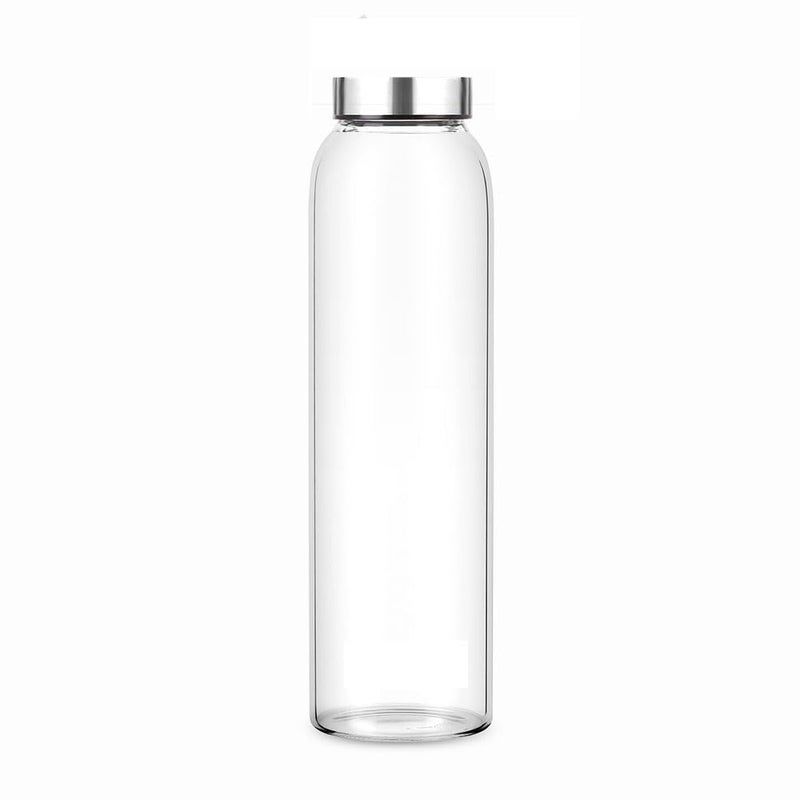 BrezzyCloud Glass Fridge Water Bottle with Steel Cap | Leak proof & detox water bottle glass | Wide mouth & Easy to Clean | Best Usage for Office/School/College | Set of 6, 800ml | Clear - Image 2