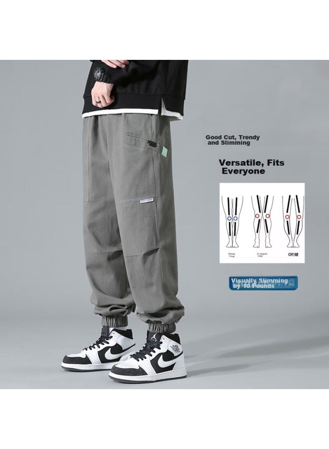 Dingfengbaoluo Style Cargo Pants For Men, Autumn And Winter Fashion, Elastic Ankle, Casual American Style, Plus Size, Loose Fit, Yk533, Black, XL - Image 4