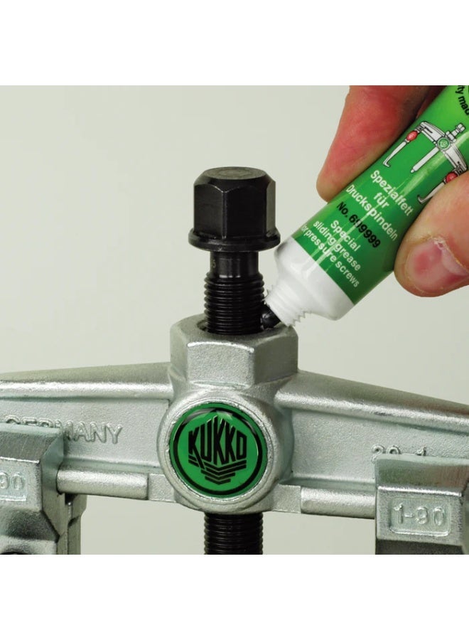 KUKKO KS-2030-1+S/8000A Puller Set, 2 & 3 Arm Gear Puller Kit with Wera Ratchet Wrench, Puller Oil, Slender Legs, 90mm Jaw Opening, Green Carry Case, German Brand - Image 3