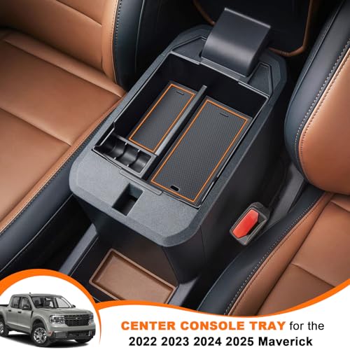 TOPINSTALL Orange Organizer Compatible with 2022-2025 Maverick Accessories, XL XLT Lariat Pickup Truck Center Console Storage Box Box Coin Container - Image 2