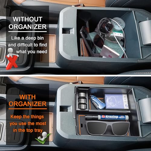 TOPINSTALL Orange Organizer Compatible with 2022-2025 Maverick Accessories, XL XLT Lariat Pickup Truck Center Console Storage Box Box Coin Container - Image 3