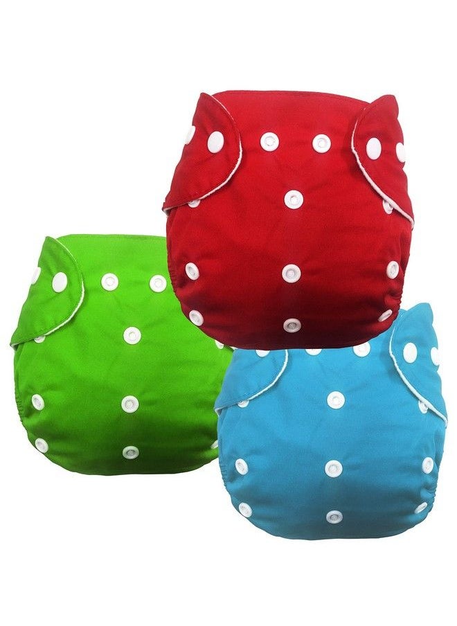 BabyMoon (Set Of 3) Washable Baby Diaper Premium Cloth Diaper Reusable Adjustable Size Waterproof Pocket Cloth Diaper Nappie (Without Insert)  - Image 2