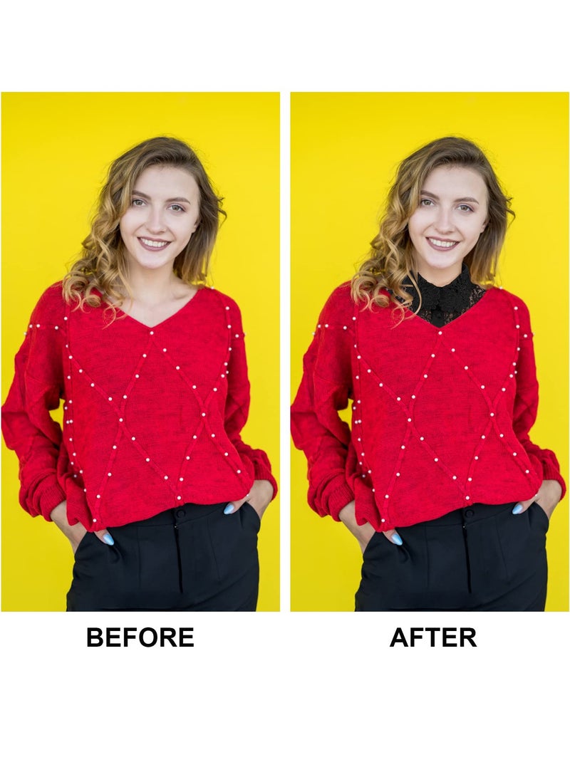 SYOSI 2 Pieces Detachable Collar Women Shirt, Lace-up Blouse Half Collar Faux Women Shirts Blouses, Fake Collar Detachable Decorative Shirt for Women - Image 5