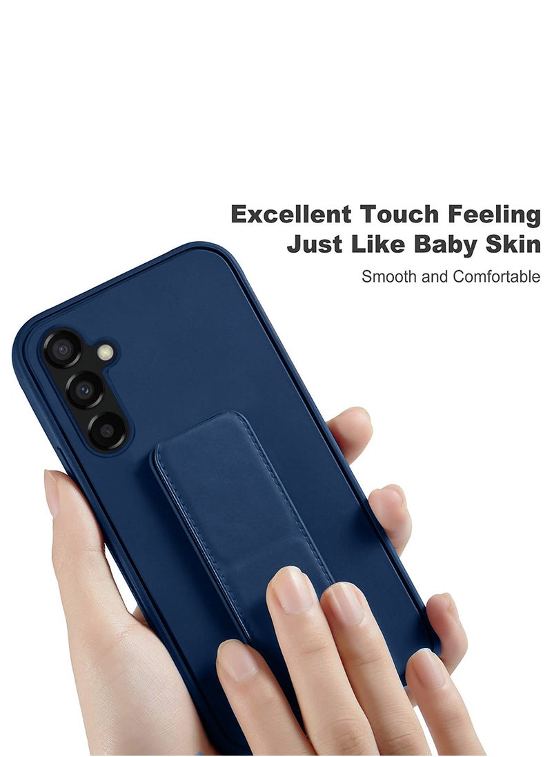 Hand Grip And Multi Stand Magnetic Car Mount Kickstand Case Finger Strap Cover For Samsung Galaxy S24 Plus / S24+ 5G 2024 Navy Blue
