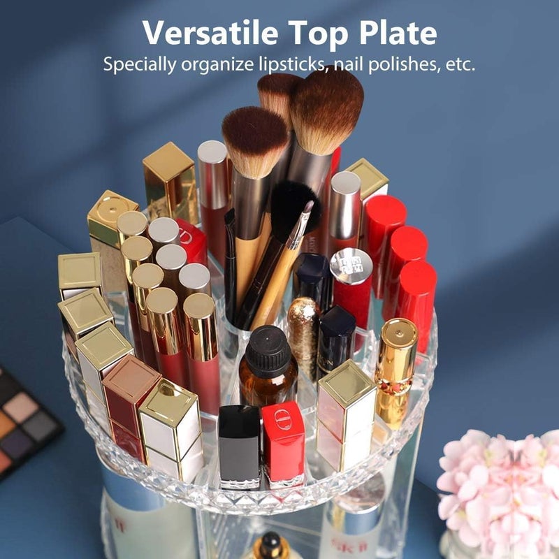 Stylish Makeup Organiser, 360 Degree Rotating Cosmetic Organizer With Adjustable 7 Layers, Large Capacity Makeup Storage Ideal For [Makeup][Skincare][Bathroom Essentials] Acrylic Transparent - Image 3
