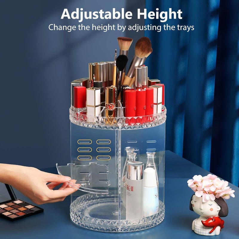 Stylish Makeup Organiser, 360 Degree Rotating Cosmetic Organizer With Adjustable 7 Layers, Large Capacity Makeup Storage Ideal For [Makeup][Skincare][Bathroom Essentials] Acrylic Transparent - Image 2