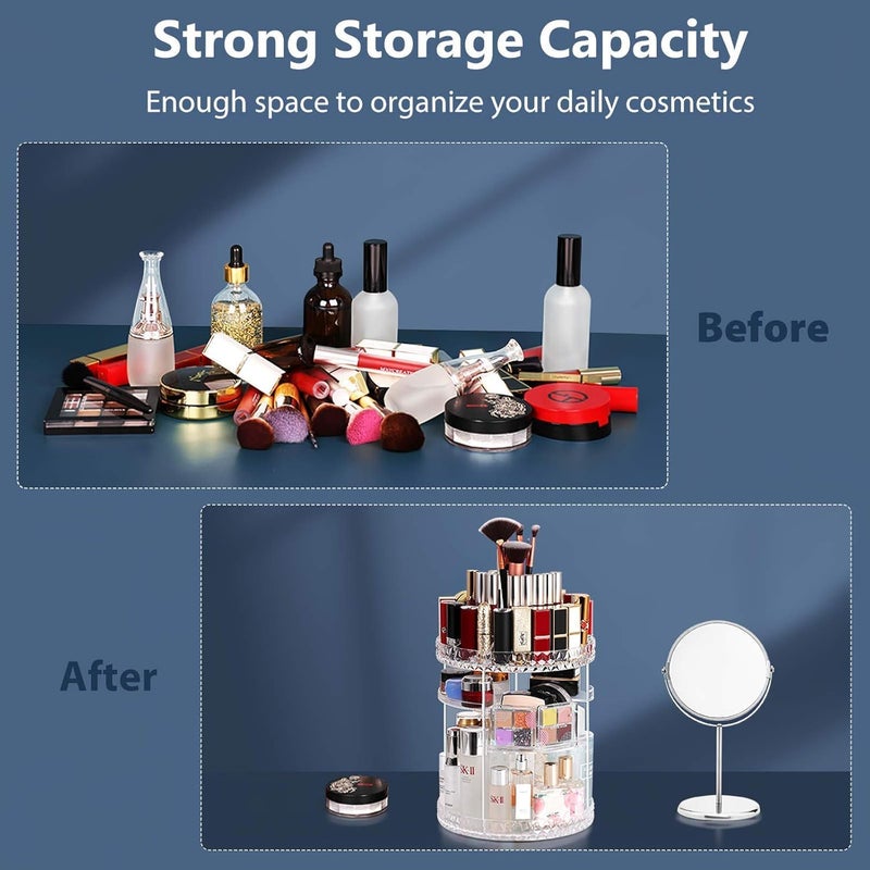 Stylish Makeup Organiser, 360 Degree Rotating Cosmetic Organizer With Adjustable 7 Layers, Large Capacity Makeup Storage Ideal For [Makeup][Skincare][Bathroom Essentials] Acrylic Transparent - Image 4