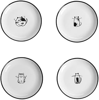 WAIT FLY WAIT FLY 5 Inches Funny Dog and Cat Pattern with Brush Strokes Ceramics Seasoning Dishes/Tea Bag Holders/Ketchup  - Image 1