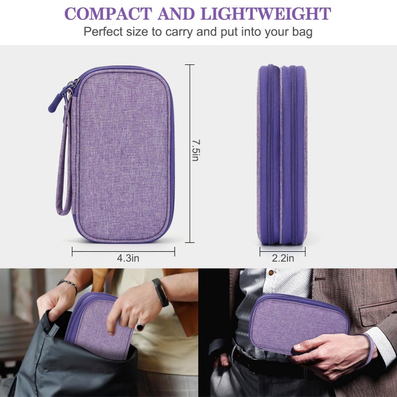 FYY Travel Cable Organizer Pouch Electronic Accessories Carry Case Portable Waterproof Double Layers All-in-One Storage Bag for Cord, Charger, Phone, Earphone Dark Purple - Image 2