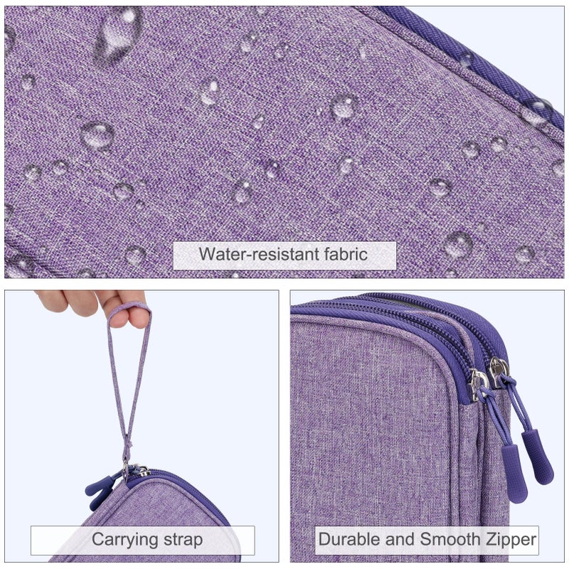 FYY Travel Cable Organizer Pouch Electronic Accessories Carry Case Portable Waterproof Double Layers All-in-One Storage Bag for Cord, Charger, Phone, Earphone Dark Purple - Image 4