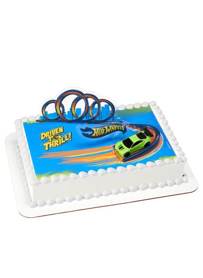 DecoPac DecoSet® Hot Wheels Drift Birthday Cake Decorations, 2-Piece Topper with Race Car and 3D Racetrack Plaque, Create Action-Packed Racing Cakes for Birthdays and Parties  - Image 4