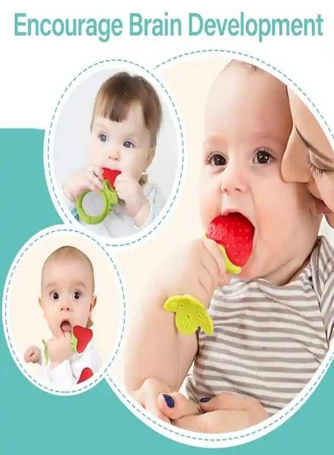 AEREX Strawberry Fruit Shape Baby Teether | Soft Silicone BPA Free Natural Organic Nipple Teether for Newborn Infant, Babies | Teething Toys for Babies | Silicone Soothing Teether (Strawberry) - Image 4