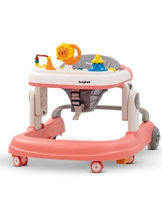 BAYBEE Astro 2 In 1 Baby Walker Round Kids Walker With 3 Adjustable Height Musical Toy Bar Baby Push Walker With Speed Adjustable Wheels Walker For Baby 6 To 24 Months Boys Girls Pink  - Image 1