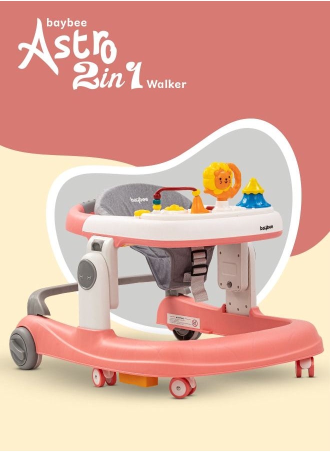 BAYBEE Astro 2 In 1 Baby Walker Round Kids Walker With 3 Adjustable Height Musical Toy Bar Baby Push Walker With Speed Adjustable Wheels Walker For Baby 6 To 24 Months Boys Girls Pink  - Image 2