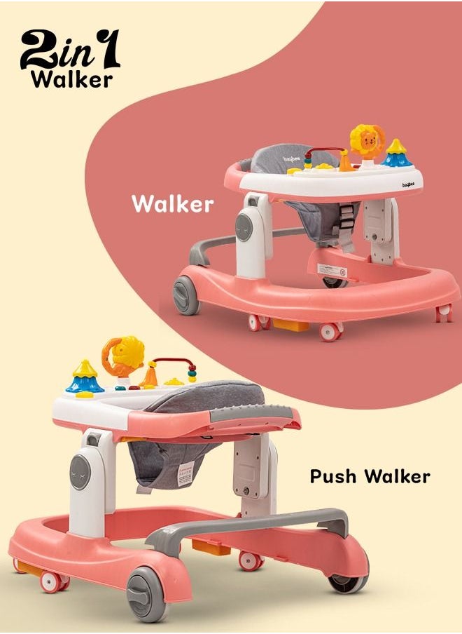 BAYBEE Astro 2 In 1 Baby Walker Round Kids Walker With 3 Adjustable Height Musical Toy Bar Baby Push Walker With Speed Adjustable Wheels Walker For Baby 6 To 24 Months Boys Girls Pink  - Image 3