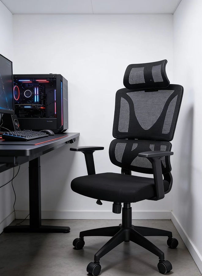 JCB CHIC Office Chair Ergonomic Desk Chair, High Back Gaming Chair, Big and Tall Reclining chair Comfy Home Office Desk Chair Lumbar Support Breathable Mesh Computer Chair Adjustable Armrests - Image 1