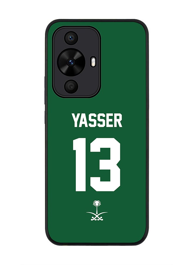 Stylizedd Rugged Black edge case for Huawei nova 12s / Huawei nova 11/ Huawei nova 12 Lite 4G,Slim fit Cover - Football Team - Saudi Arabia,Player Name - Yasser - Image 1