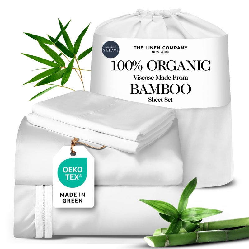 Sweave 100% Organic Viscose Made From Bamboo Sheets Queen Size Set - The Only Sheets with 100% Pure Viscose & No Blend - Luxuriously Soft, Breathable & Naturally Cooling - Ideal for Sensitive Skin - White - Image 1