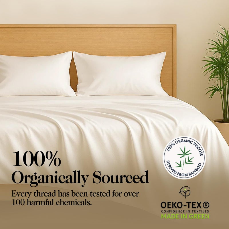 Sweave 100% Organic Viscose Made From Bamboo Sheets Queen Size Set - The Only Sheets with 100% Pure Viscose & No Blend - Luxuriously Soft, Breathable & Naturally Cooling - Ideal for Sensitive Skin - White - Image 5