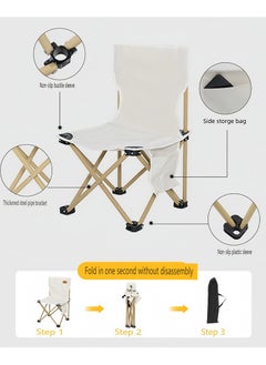 TREYO Premium XL Foldable Camping Chair with Carry Bag - Lightweight, Compact, and Sturdy for Outdoor Adventures（42*42*72 white）  - Image 4