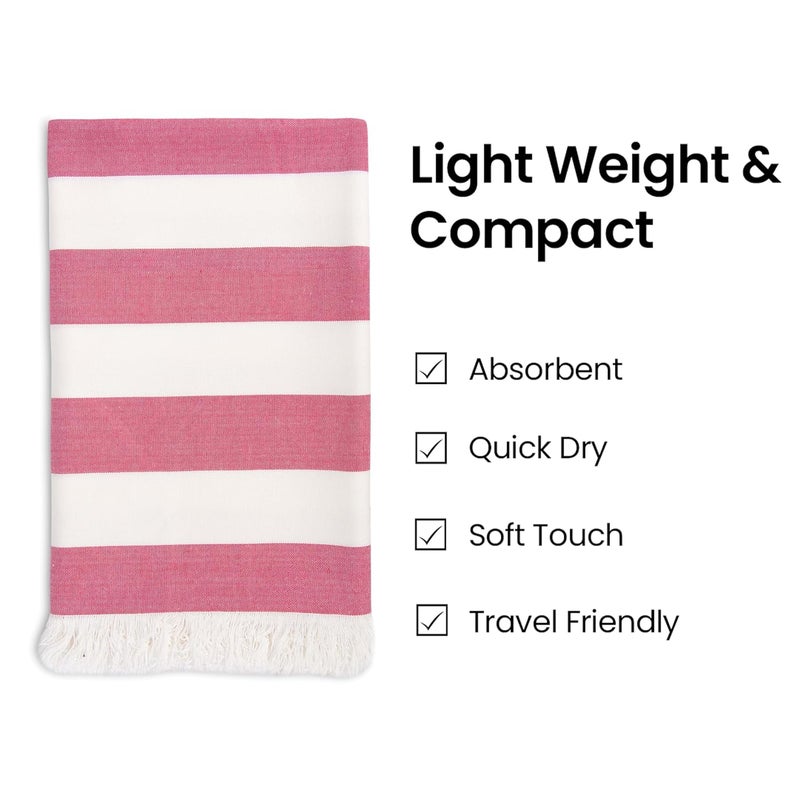 Mush Bamboo Turkish Towel | 100% Bamboo |Ultra Soft, Absorbent & Quick Dry Towel for Bath, Beach, Pool, Travel, Spa and Yoga | 29 x 59 Inches (Red Stripes) - Image 3