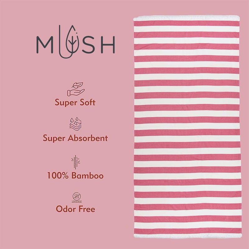 Mush Bamboo Turkish Towel | 100% Bamboo |Ultra Soft, Absorbent & Quick Dry Towel for Bath, Beach, Pool, Travel, Spa and Yoga | 29 x 59 Inches (Red Stripes) - Image 5