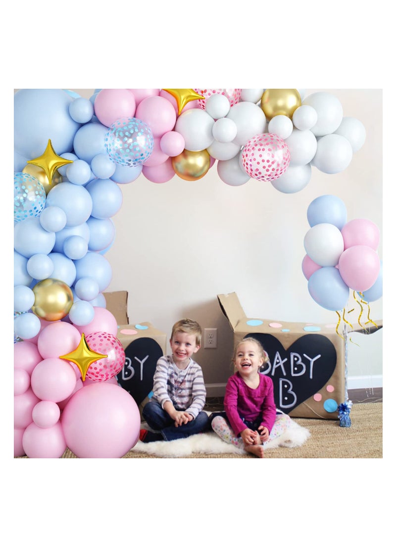 كاست ويف مجموعة قوس بالون جارلاند، 103 بالونات، مجموعة بالونات معدنية باللون الوردي والأزرق والذهبي، بالونات من رقائق النجمة، زينة للأولاد والبنات، تكشف عن الجنس، لوازم ديكور حفلات أعياد الميلاد وحفلات الزفاف - Image 2