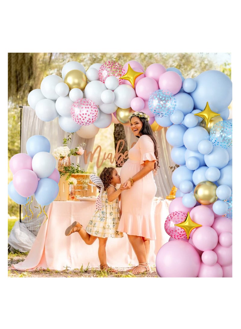 كاست ويف مجموعة قوس بالون جارلاند، 103 بالونات، مجموعة بالونات معدنية باللون الوردي والأزرق والذهبي، بالونات من رقائق النجمة، زينة للأولاد والبنات، تكشف عن الجنس، لوازم ديكور حفلات أعياد الميلاد وحفلات الزفاف - Image 3