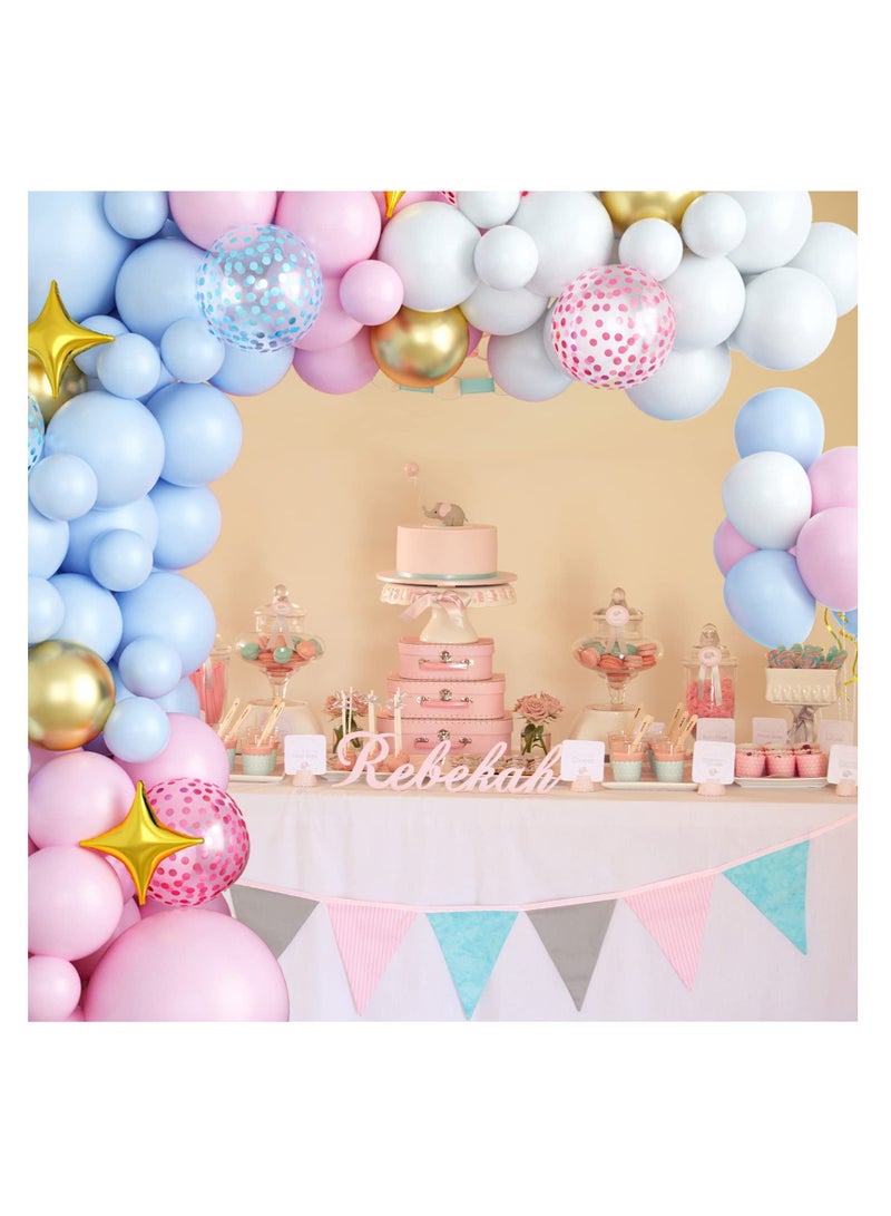 كاست ويف مجموعة قوس بالون جارلاند، 103 بالونات، مجموعة بالونات معدنية باللون الوردي والأزرق والذهبي، بالونات من رقائق النجمة، زينة للأولاد والبنات، تكشف عن الجنس، لوازم ديكور حفلات أعياد الميلاد وحفلات الزفاف - Image 5