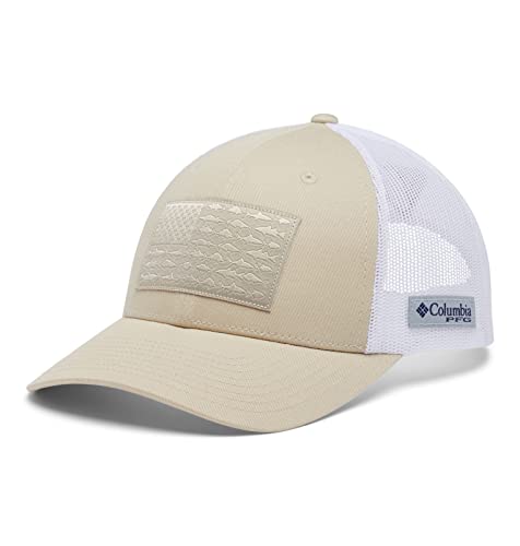 Columbia Unisex PFG Mesh Snap Back Fish Flag Ball Cap, Fossil/White/Fish Flag, One Size - Image 4