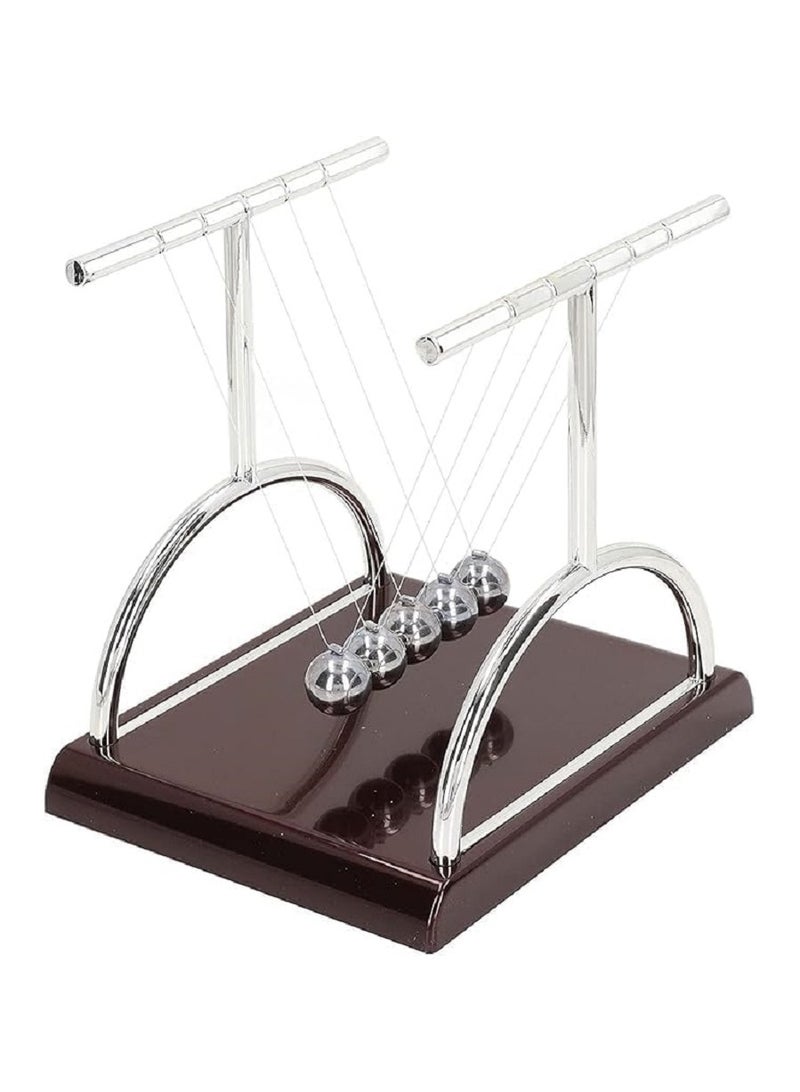 Contana Newton's Pendulum Metal Cradle Permanent Motion Cradle with Balance Ball and Swing with Polished Plastic Base (10cm)  - Image 1