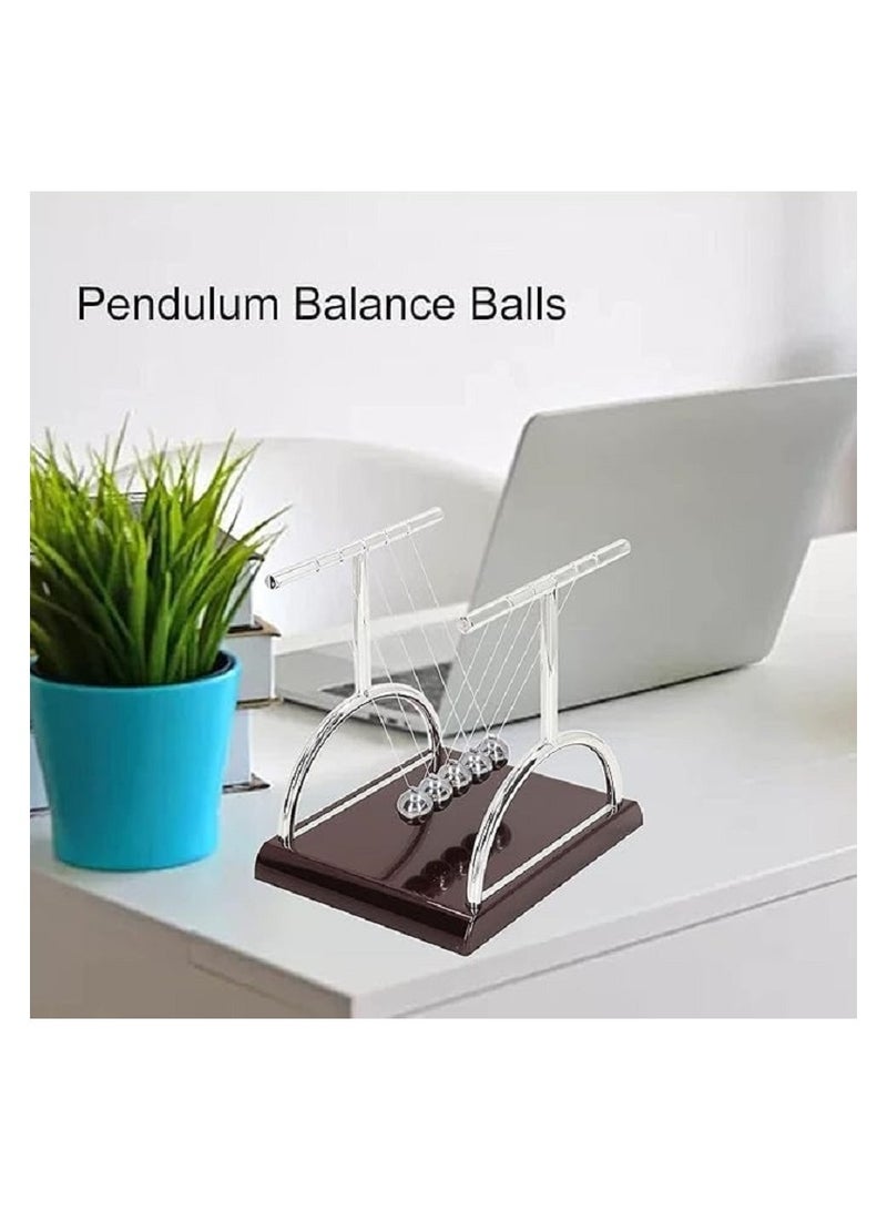 Contana Newton's Pendulum Metal Cradle Permanent Motion Cradle with Balance Ball and Swing with Polished Plastic Base (10cm)  - Image 3