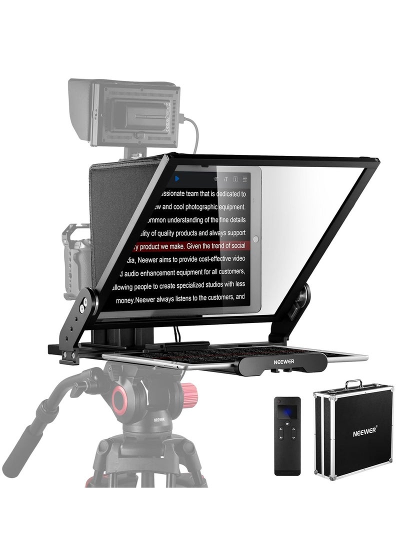 Neewer - NEEWER Teleprompter X17 II with RT113 Remote/APP Control, 17" HD Beamsplitter All Metal Frame Upgraded Camera Mount QR Plate Compatible with Manfrotto 501PL iPad iPhone, Max Load 44.1Ib, Assembly Free - Image 1