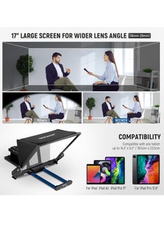 Neewer NEEWER Teleprompter X17 II with RT113 Remote/APP Control, 17" HD Beamsplitter All Metal Frame Upgraded Camera Mount QR Plate Compatible with Manfrotto 501PL iPad iPhone, Max Load 44.1Ib, Assembly Free  - Image 4