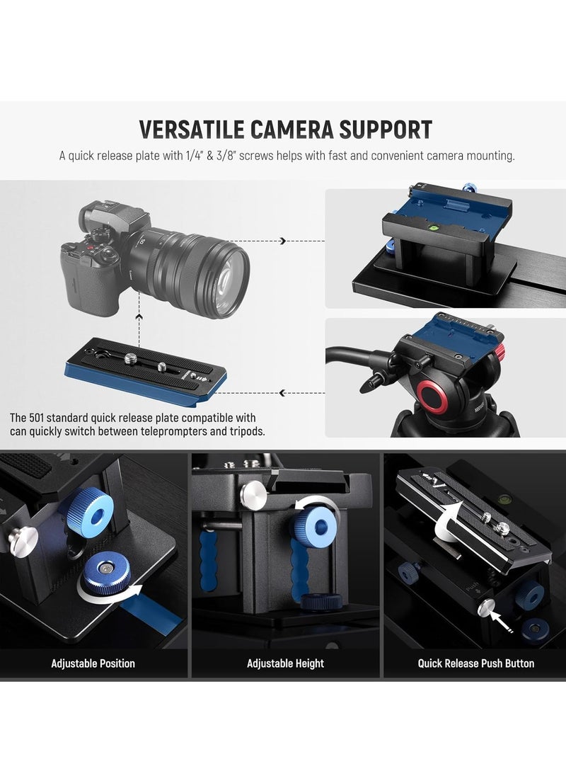 Neewer - NEEWER Teleprompter X17 II with RT113 Remote/APP Control, 17" HD Beamsplitter All Metal Frame Upgraded Camera Mount QR Plate Compatible with Manfrotto 501PL iPad iPhone, Max Load 44.1Ib, Assembly Free - Image 1