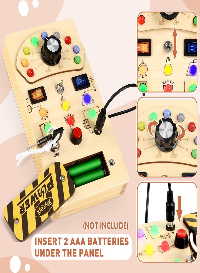 Joyreal Toddler Busy Board, Wooden Montessori Busy Board Sensory Board with LED Light Switch, Sensory Toys Baby Fidget Board Travel Toys for Toddler - Image 3