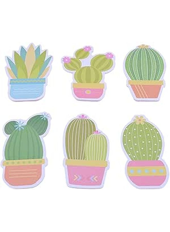 Cute Cartoon Cactus Sticky Memo Pads Set 6 Pads 30 Sheets Each Office School Supplies - Image 1