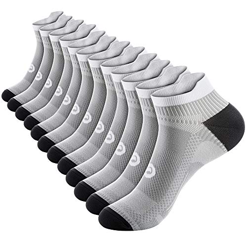 PAPLUS No Show Compression Socks for Men and Women (6 Pairs), Low Cut Running Ankle Socks with Arch Support for Plantar Fasciitis, Cyling, Athletic, Flight, Travel, Nurses. Gray S/M - Image 1