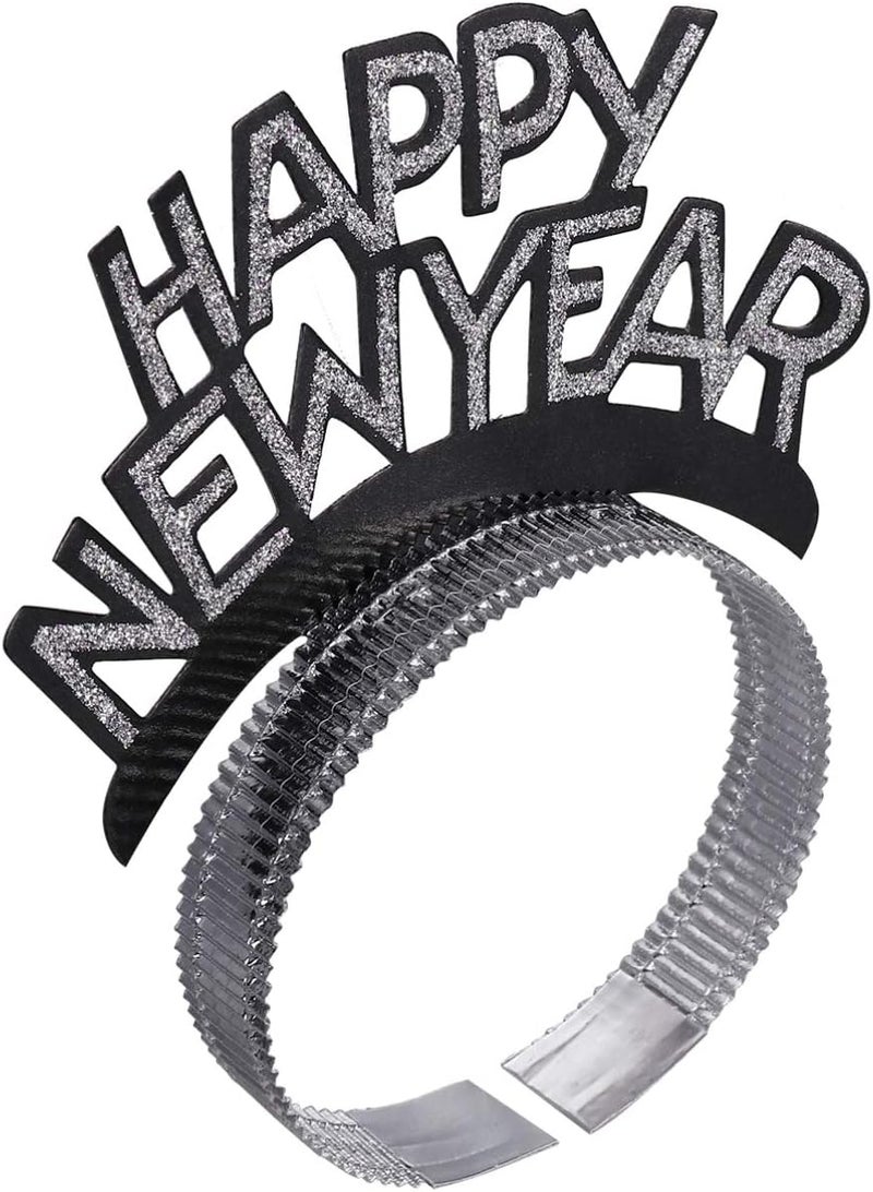 Tinksky أمشون رأس السنة الجديدة سعيد طوق تيارا هدايا حفلة رأس السنة الذهبية الفضية السوداء 12 قطعة - Image 3