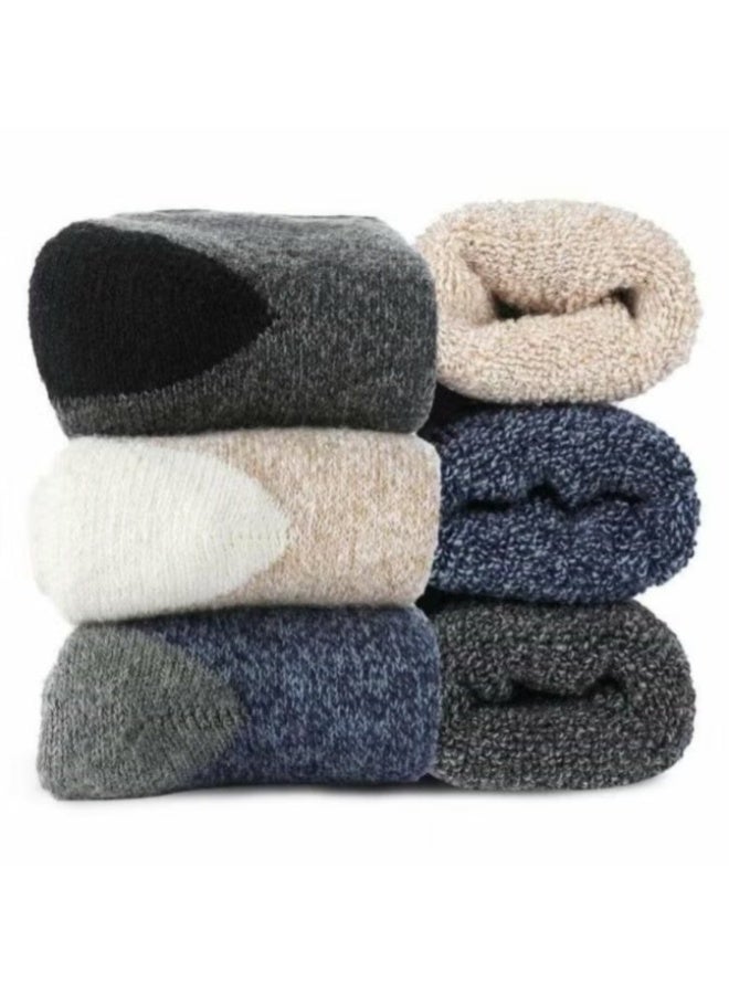 جوي شيك جوارب صوفيه شتوية كاجوال ناعمة ودافئة ومريحة وسميكة مصممة للشتاء بلمسة كلاسيكية وخامة محبوكة للجنسين من (6 ازواج) قياس واحد - Image 1